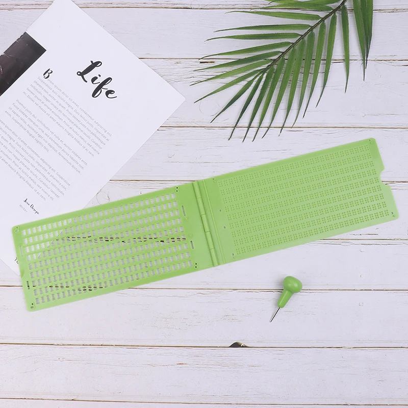 1Set 9 Lines 30 Cells Practical School Plastic Braille Portable Writing Slate With Stylus