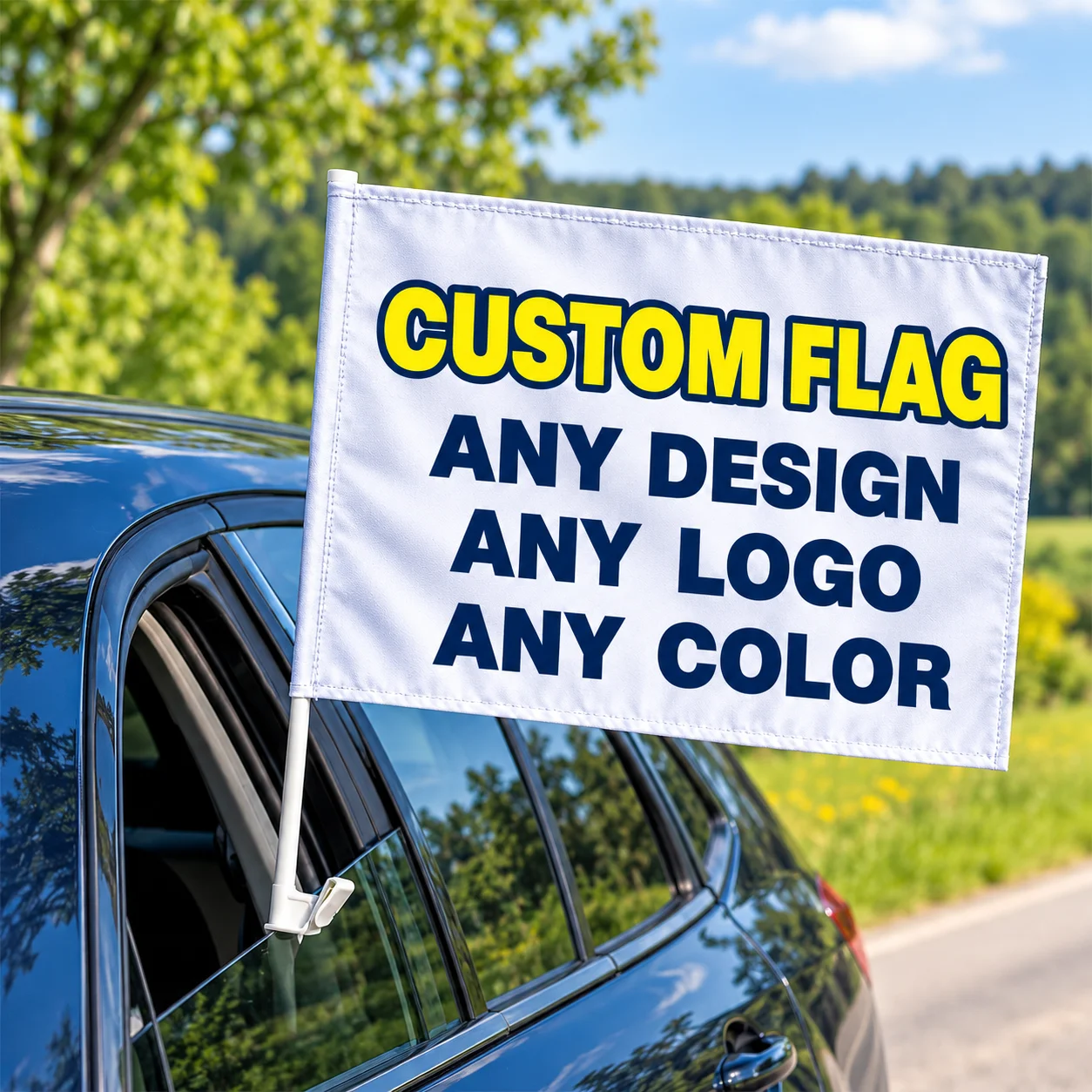 Custom Car Window Flag Personalized Photo Logo Text Flag with Pole Double Sided Print Vehicle Mount Flag for Party Sports Events