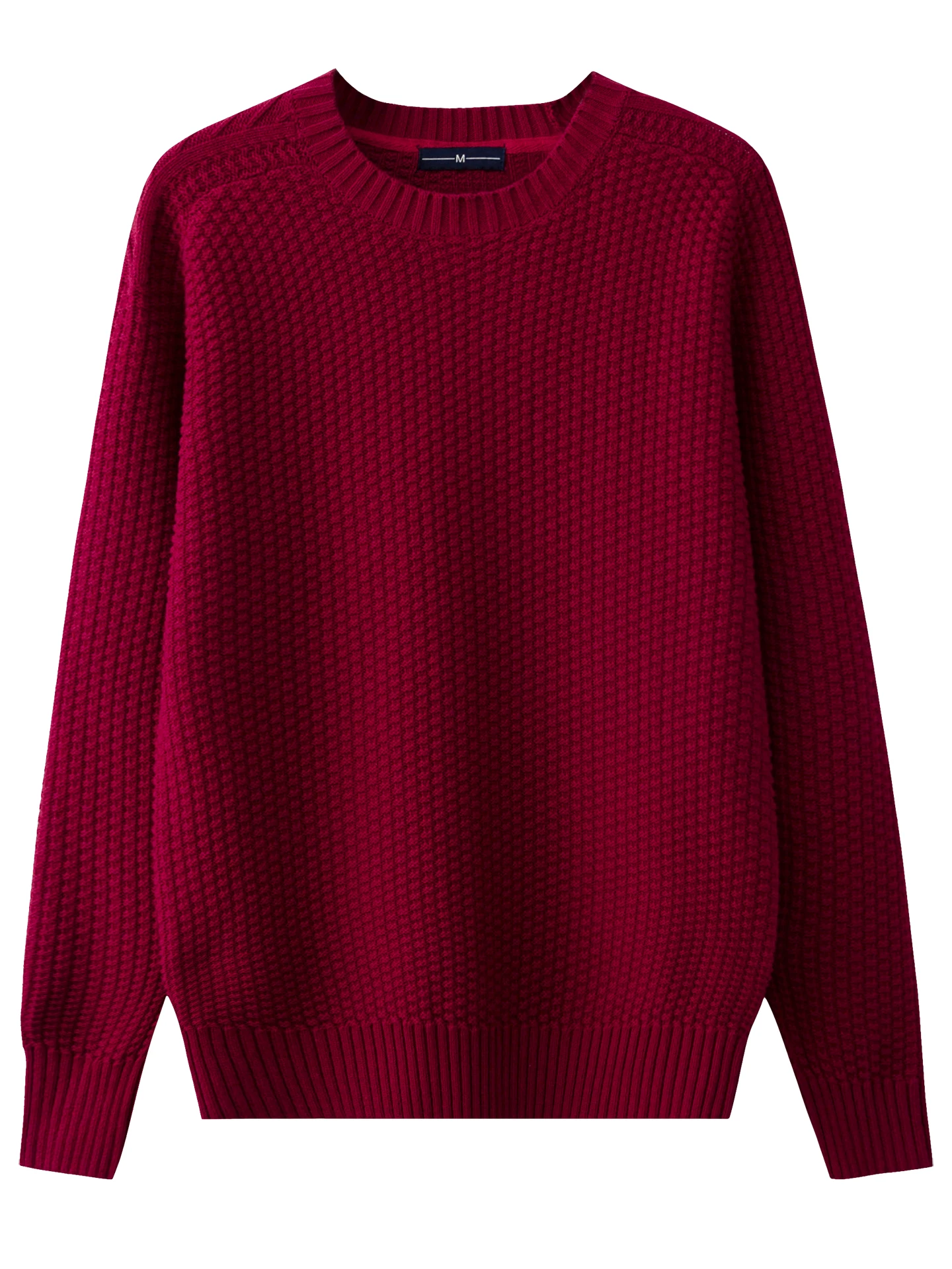 Men's Winter round Ne Knitwear Long Sve Pure Cotton Sweater Thermal Base irt Casual Sle Warm Red Knitted Top