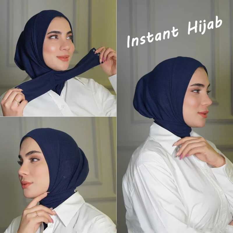 

Muslim Jersy Hijab Scarf Blue Abaya Hijabs For Woman Jersey Abayas Islamic Dress Women Head Wrap Turbans Instant Crinkle Turban