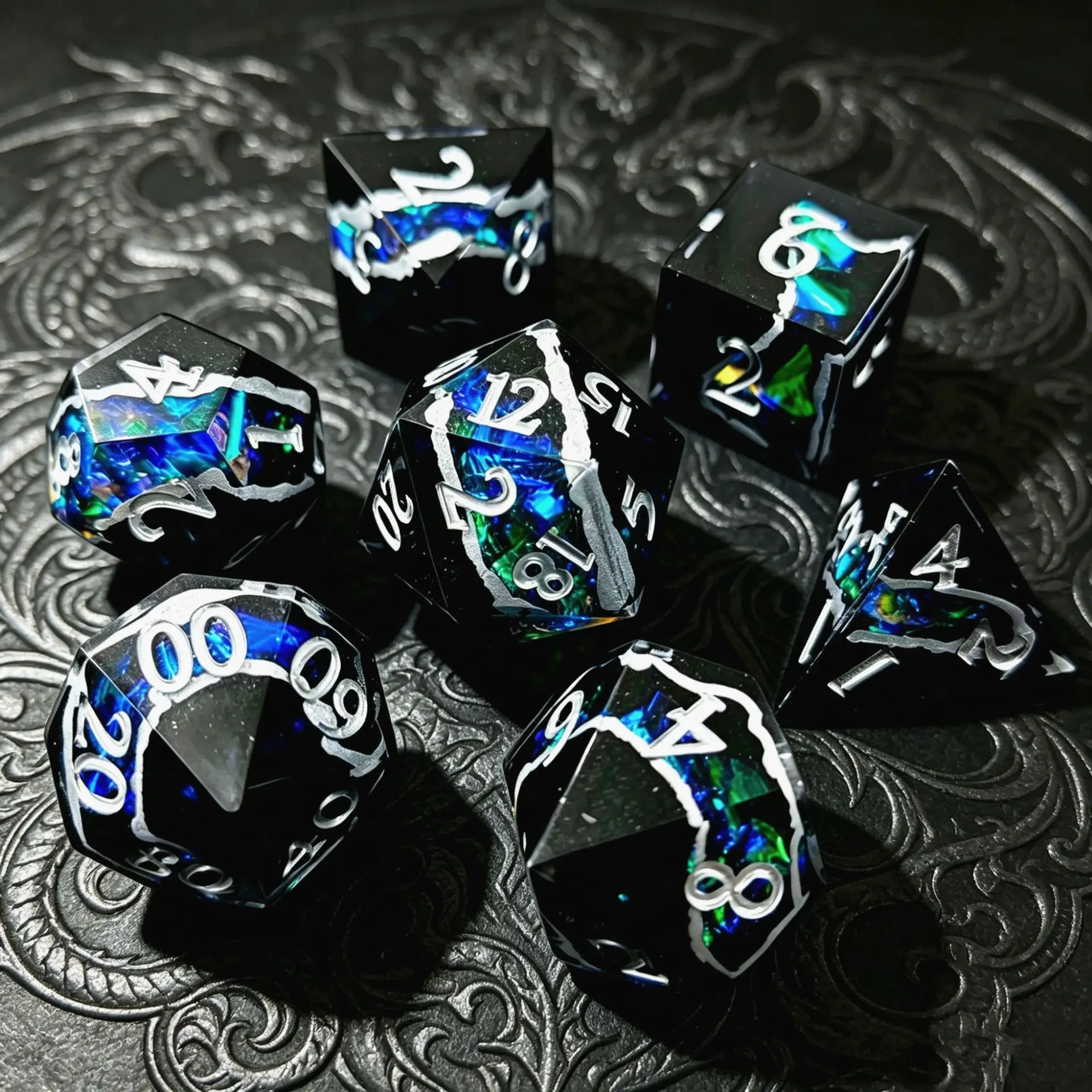 Color‑Blocking Dice, Digital Dice set, Handmade Resin DND Dice Set for Dungeons & Dragons Tabletop Role-Playing Game Resin Cube