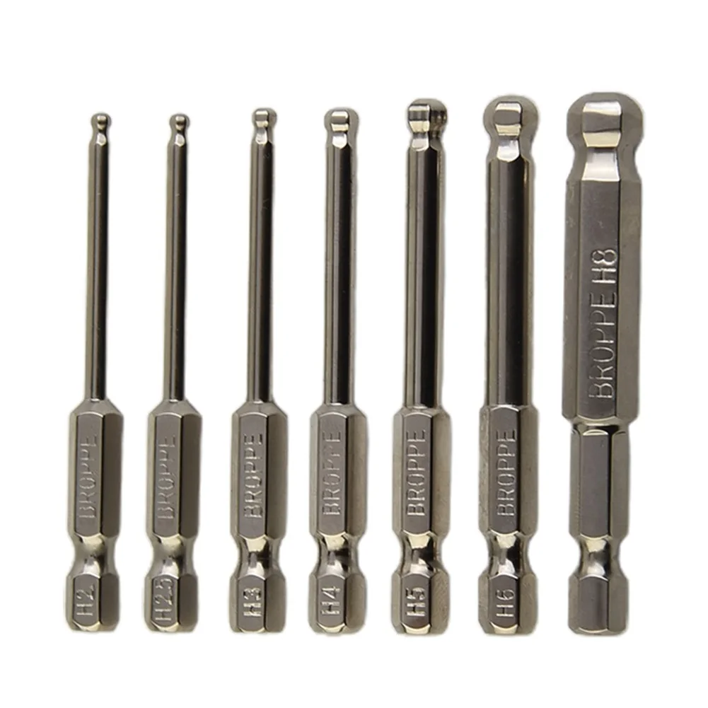 Ball End Hex chave de fenda, Multi-Function Hand Tool Parts, Bits driver magnético, broca métrica, 2mm, 2.5mm, 3mm, 4mm, 5mm, 6mm, 8 milímetros, 65