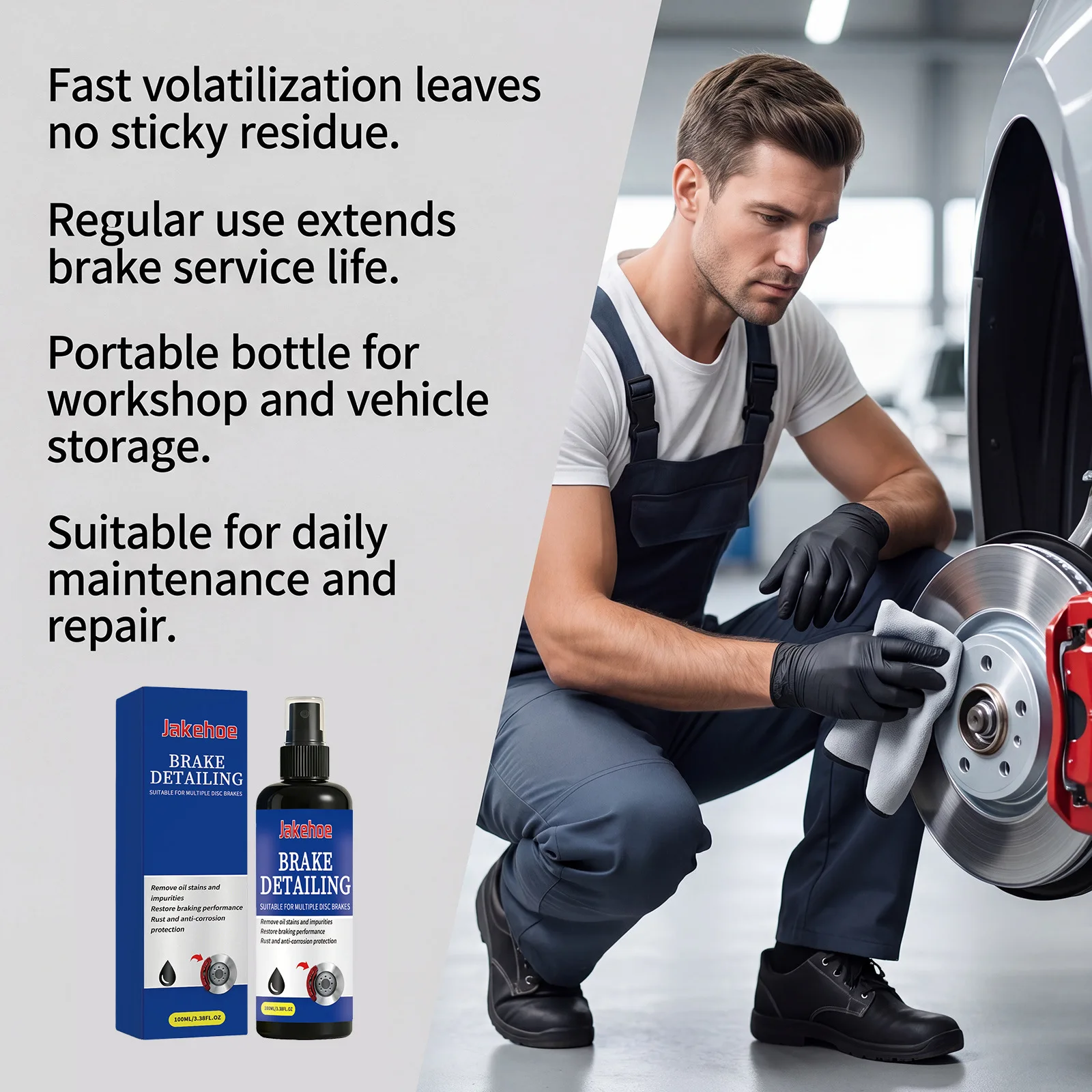 Professional Brake Cleaner Fast Evaporating Degreaser for Car Disc Dust Removal Mild Metal Care Spray 100ml Durable