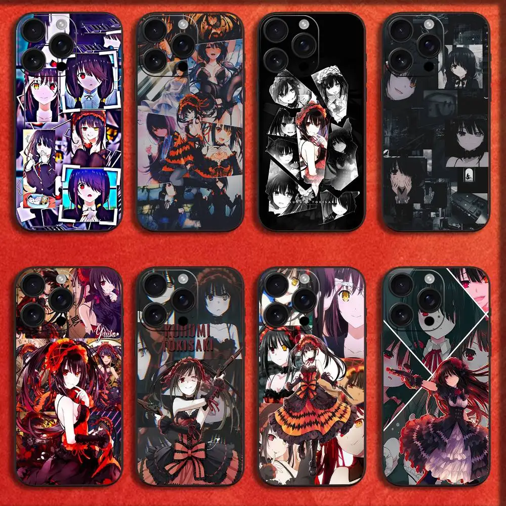 

Phone Case For iPhone 16,15,14,13,12,11,Pro,XS,Max,XR,Plus,E,Mini Black Shockproof D-Date A Live K-Kurumi Tokisaki Cute Cover