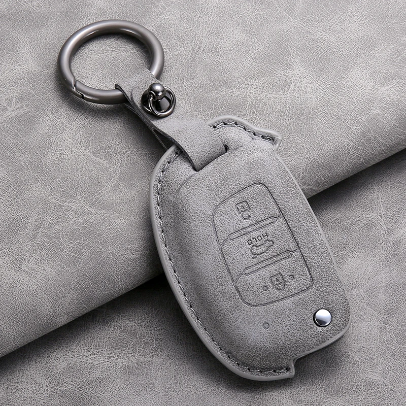 Leather Car Flip Key Case Cover for Hyundai Grand i10 2023 I20 I30 IX35 IX45 HB20 Elantra Solaris Sonata Santa Fe Sport Tucson