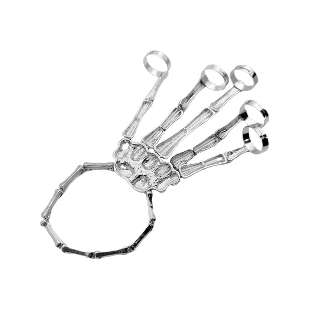 

2pcs Hand Bracelets Gothic Punk Alloy Halloween Cosplay Retro Design Silver Tone Lightweight Comfortable Party