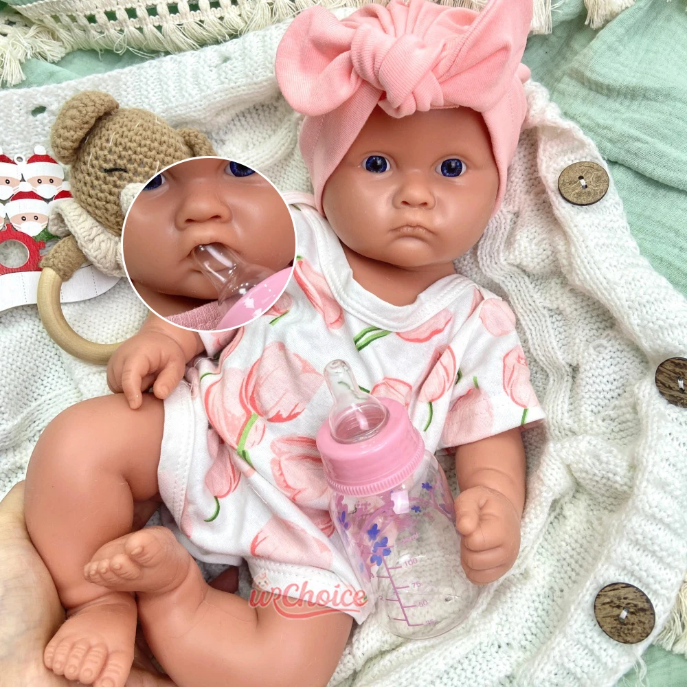

Unpainted 45cm Full Solid Silicone Reborn Baby Girl Handmade Easy to Makeup Waterproof Doll for Artist Collector Gift