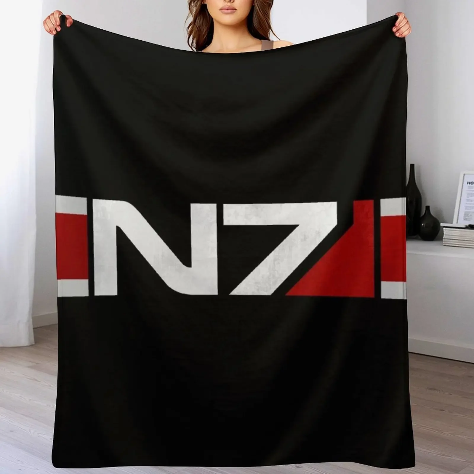 

Mass Effect Horizontal N7 Throw Blanket Flannel Hair Tourist Bed linens Blankets