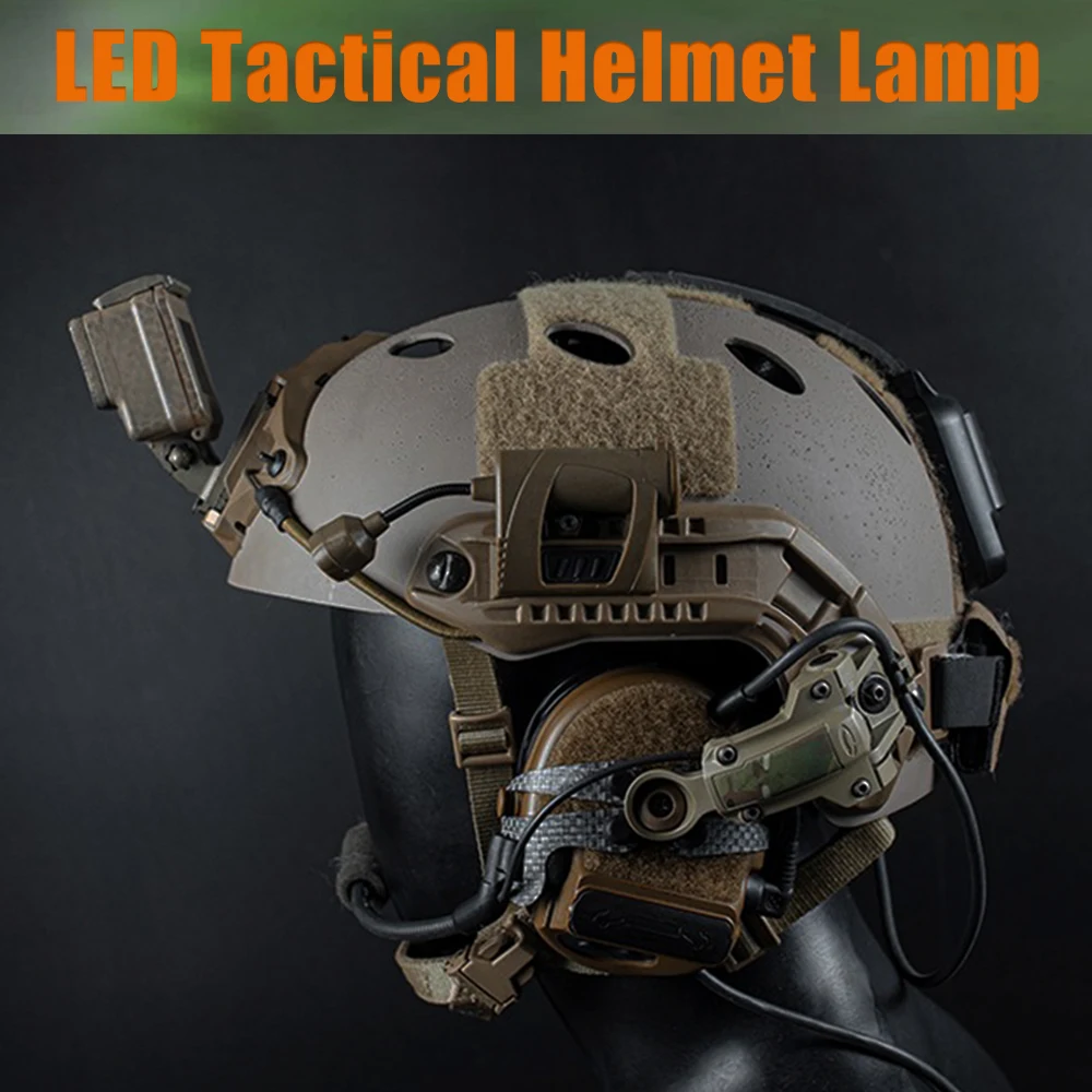 LED Tactical Helmet Lamp Saving Hunting Flashlight Night Lighting,Fit OPS Core ARC Rail,Red/Green/White/IR Laser 4 Light Colors