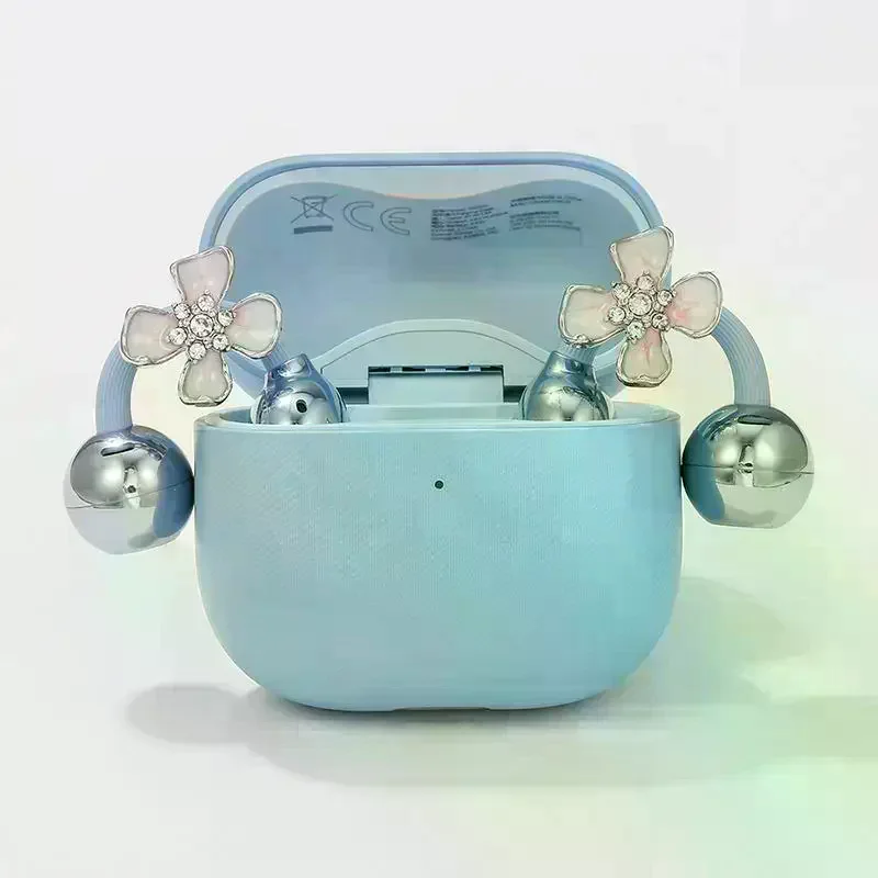 /YOV/Flower Shaped Headphone Rhinestones Buckles Clip On Attachment For FreeClip 1 2 Zircons Embellishment Elegant