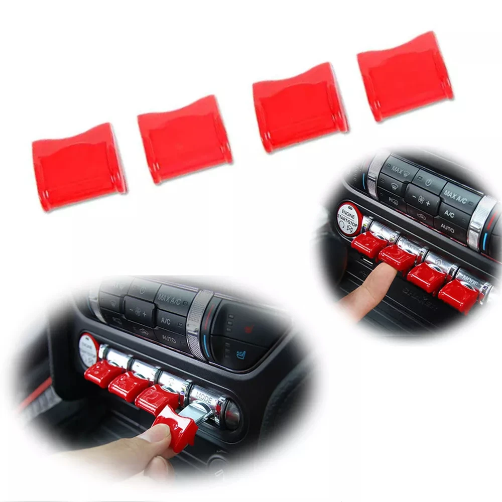 iJDM 4pcs Red ABS Console Control Switch Buttons Covers Trims For 2015-up Ford Mustang Design from the Control Button of Aven