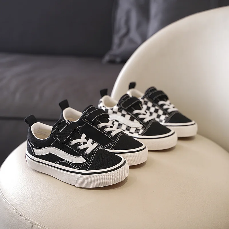 New Toddler Kids Low Top Canvas Shoes Children Hook and Loop Slip on Athletic Shoes Student Soft Sole Non Slip Breathable Shoes