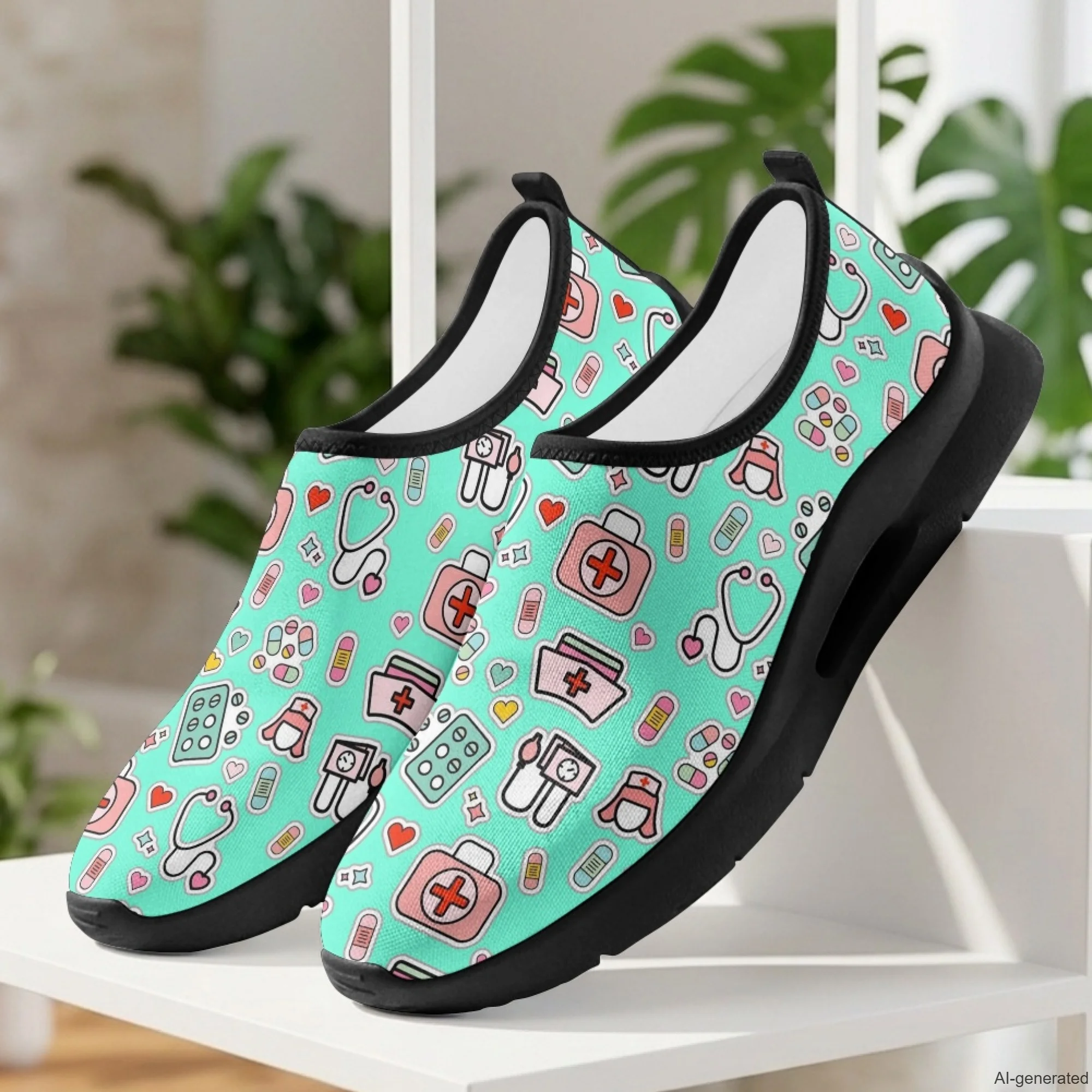 XIXIRIMIDO Male Nurse Shoes Casual Shoes Slip On Walking Shoes Ladies Walking Shoes Comfortable Medical Pattern Shoes Woman