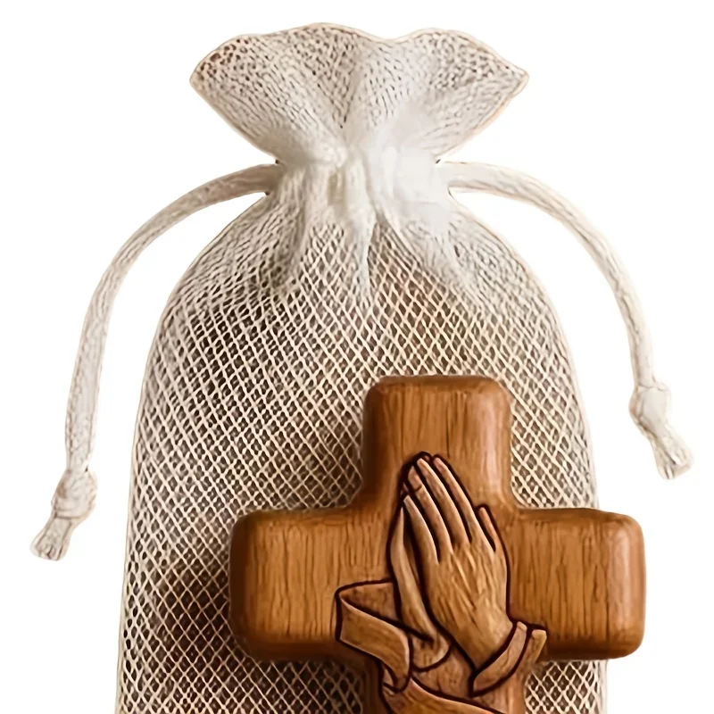 Pocket Figurine with Drawstring Bag Portable Cross Prayer Faith Ornament Inspirational Faith Symbol Patriotic Christian Gift