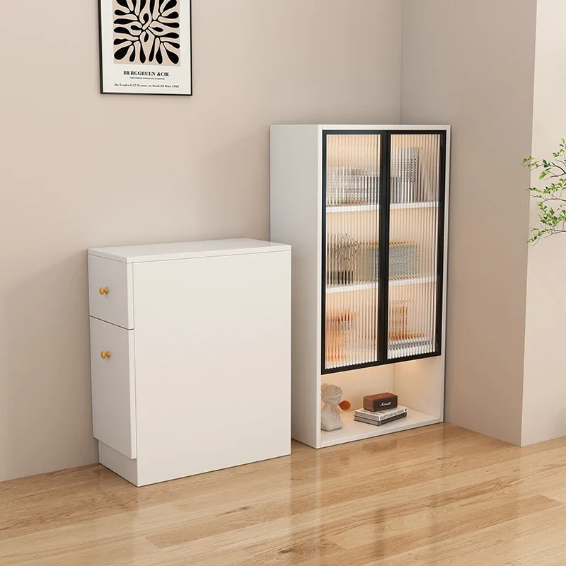 side cabinet solid wood corner narrow cabinet bookcase side storage cabinet locker