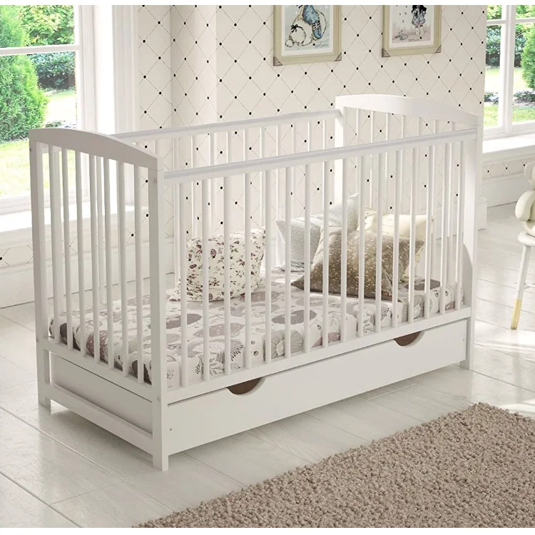 solid wood morden baby cribs kids furniture bed with drawer