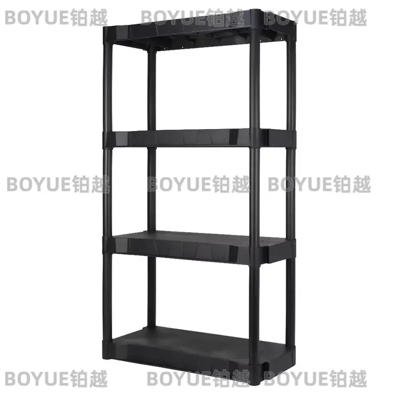 Heavy Duty 4 Tier Storage Shelving Unit Black Plastic Shelf High Capacity Organizer Rack for Garage Home Warehouse Utility
