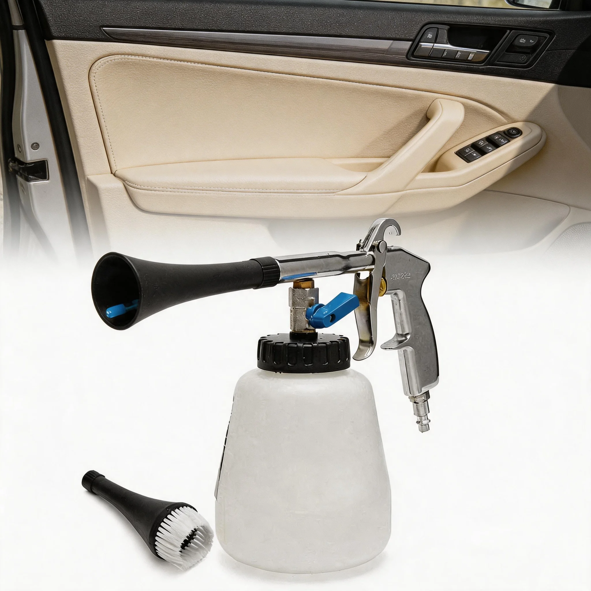 Pistola de Limpieza Interior para Auto, Soplador de Polvo Neumático Tipo Tornado/Ciclón, Soplador de Aire de Alta Presión con Cepillo para Detallado Automotriz