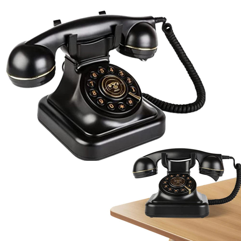 Retro Landline Telephone with Ringer Control Redial Vintage Corded Desk Dial Phone Classic Corded Desk Phone for Home House