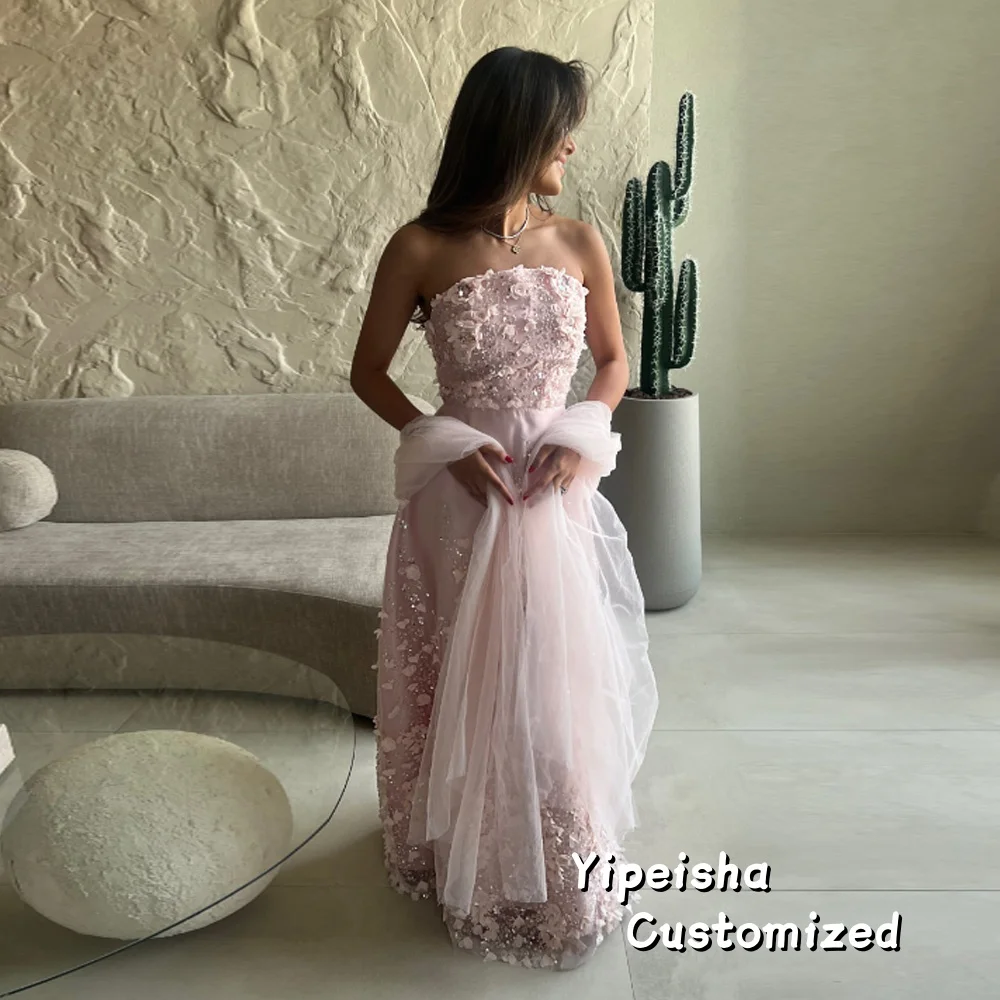 

Customized Glimmer Modern Evening Dresses A-line Appliques Floor Length Foraml Party Prom Gown Vestidos De Gala Customized