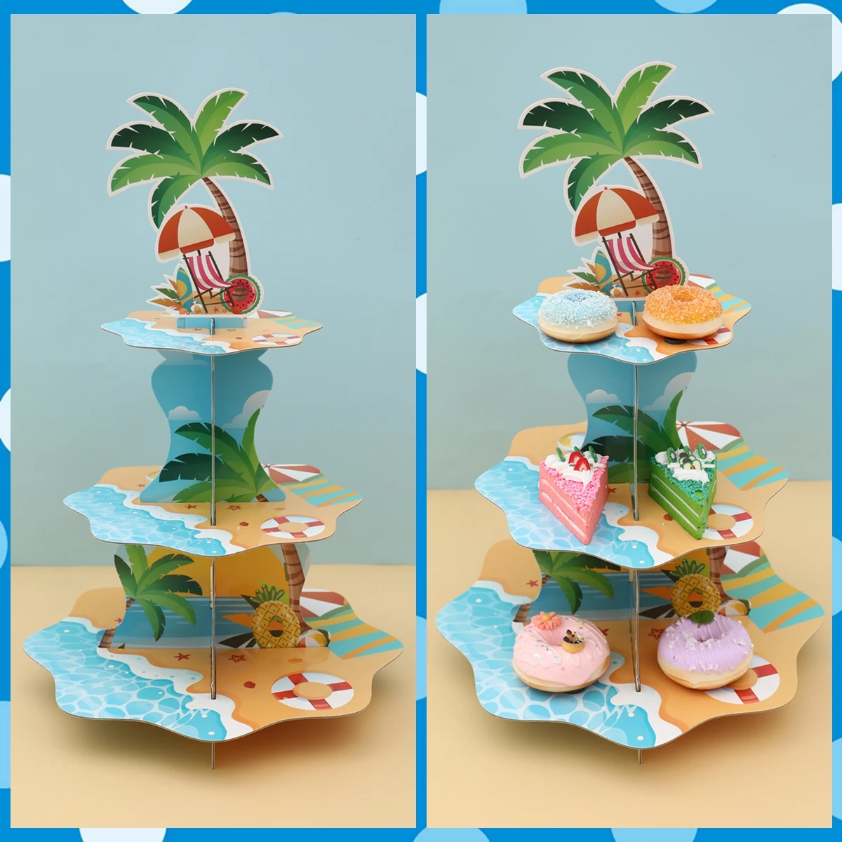 Hawaiian Cupcake Stand Summer Luau Birthday Party Decoration Strawberry Cake Stand Aloha Hawaii Wedding Party Baby Shower Decor