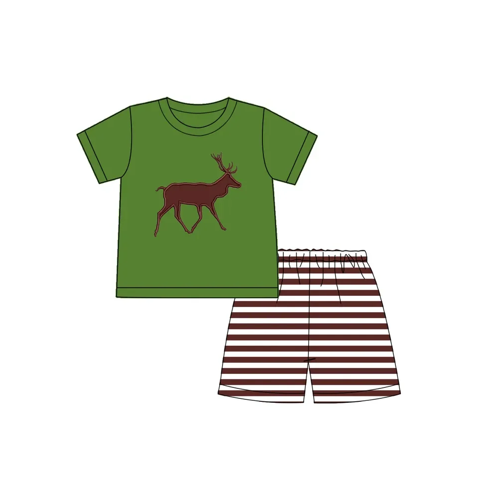 

Summer Christmas bestseller Boys Boys wear milk silk deer print short sleeve shorts casual style suit