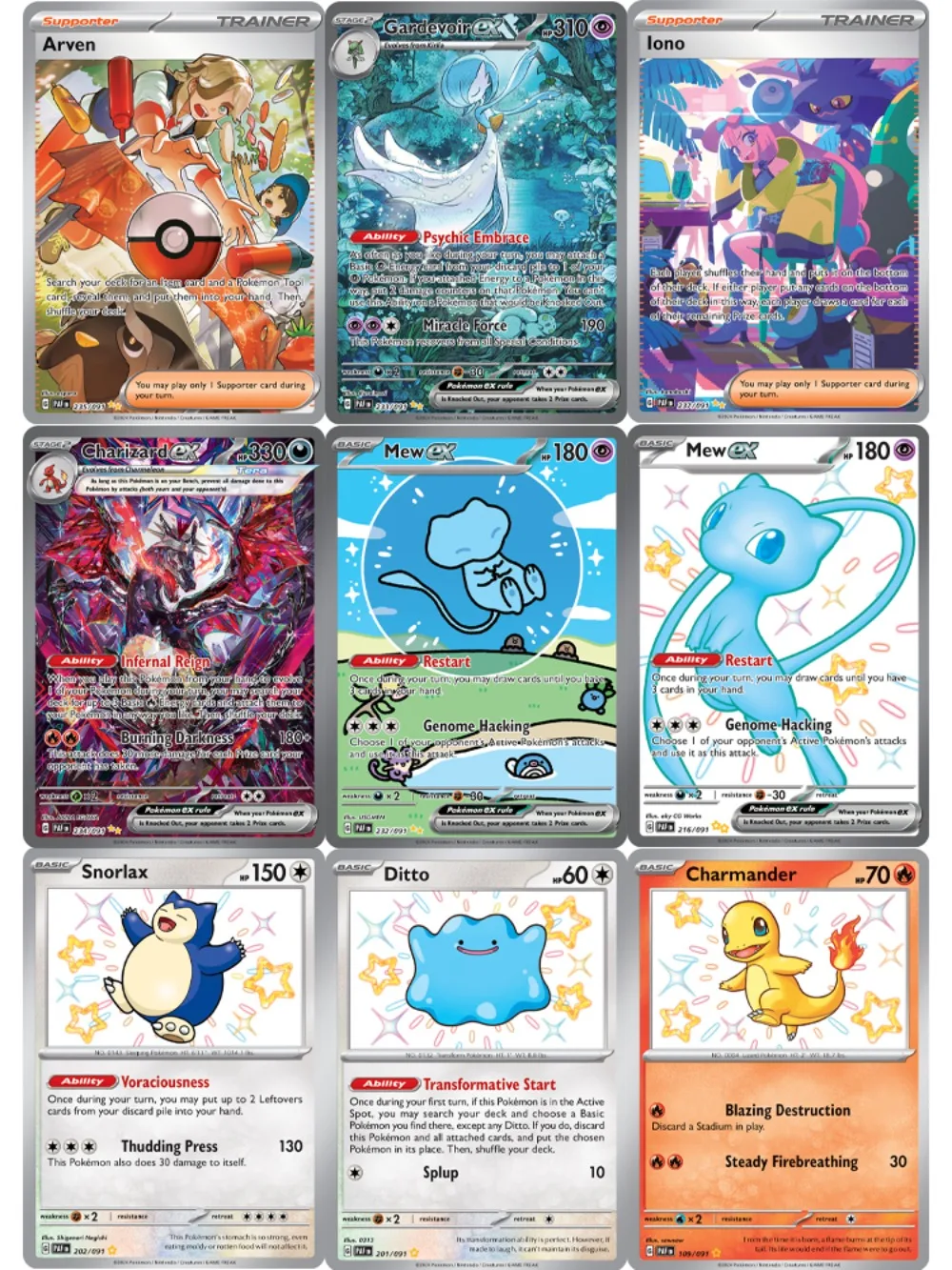 

9Pcs Pokemon Cards SV Paldean Fates Mew Charizard Holo foil PTCG Trading Cards Iono Gardevoir Rare Ultra Collection Card Gift