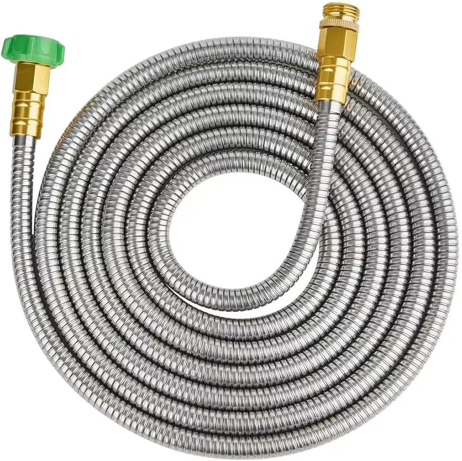 

Садовый шланг SKYWARD из нержавеющей стали 304, 15 футов, с металлическим разъемом «мама-папа», предотвращающим утечку, гибкий и легкий Kink Fre