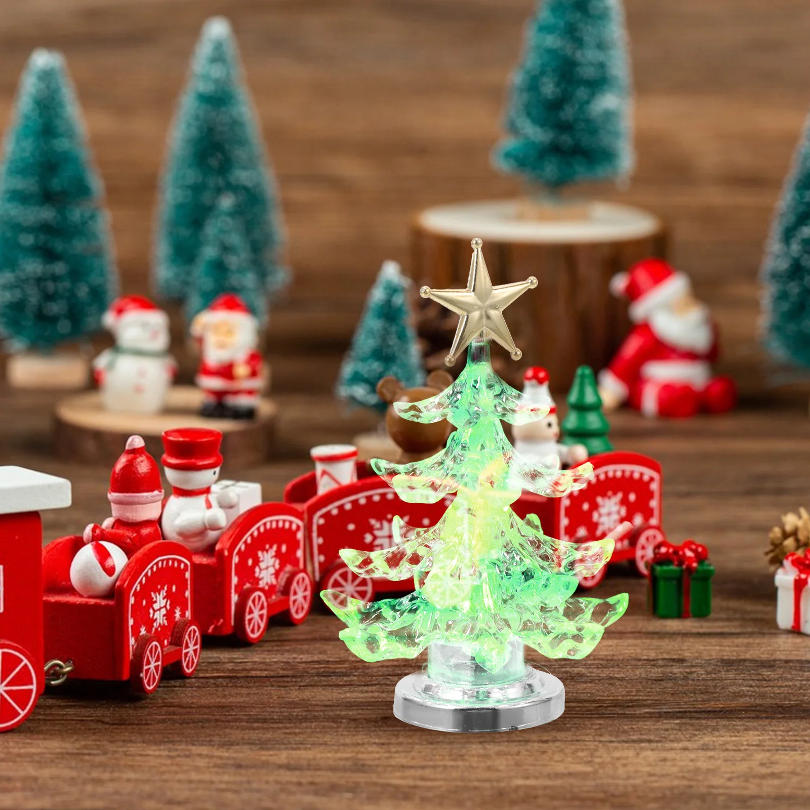 2Pcs Creative LED Christmas Tree Night Light Table Lamp Decorative Bedroom Living Room Office Bar Party Home Lighting