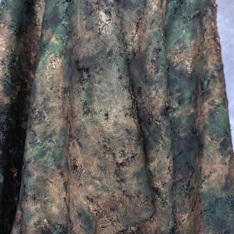 

Vintage Green Distressed Curtains Fabric Handmade Sewing Home Pants Film Costume Fashion Decoration Crafts Materials Designer