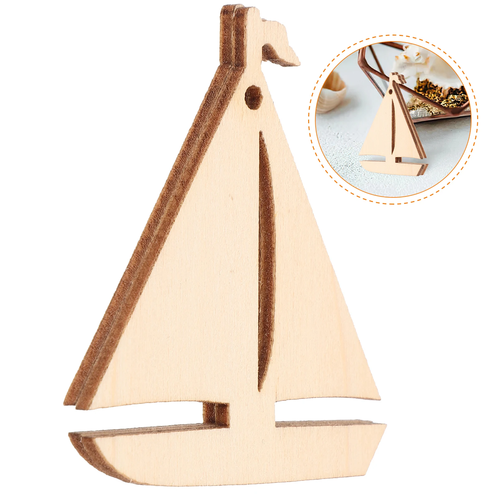 

50pcs Wooden Sailboat Cutouts DIY Wood Pieces Kids Painting Crafts Unfinished Wood Slices Decorative Embellishments Handmade