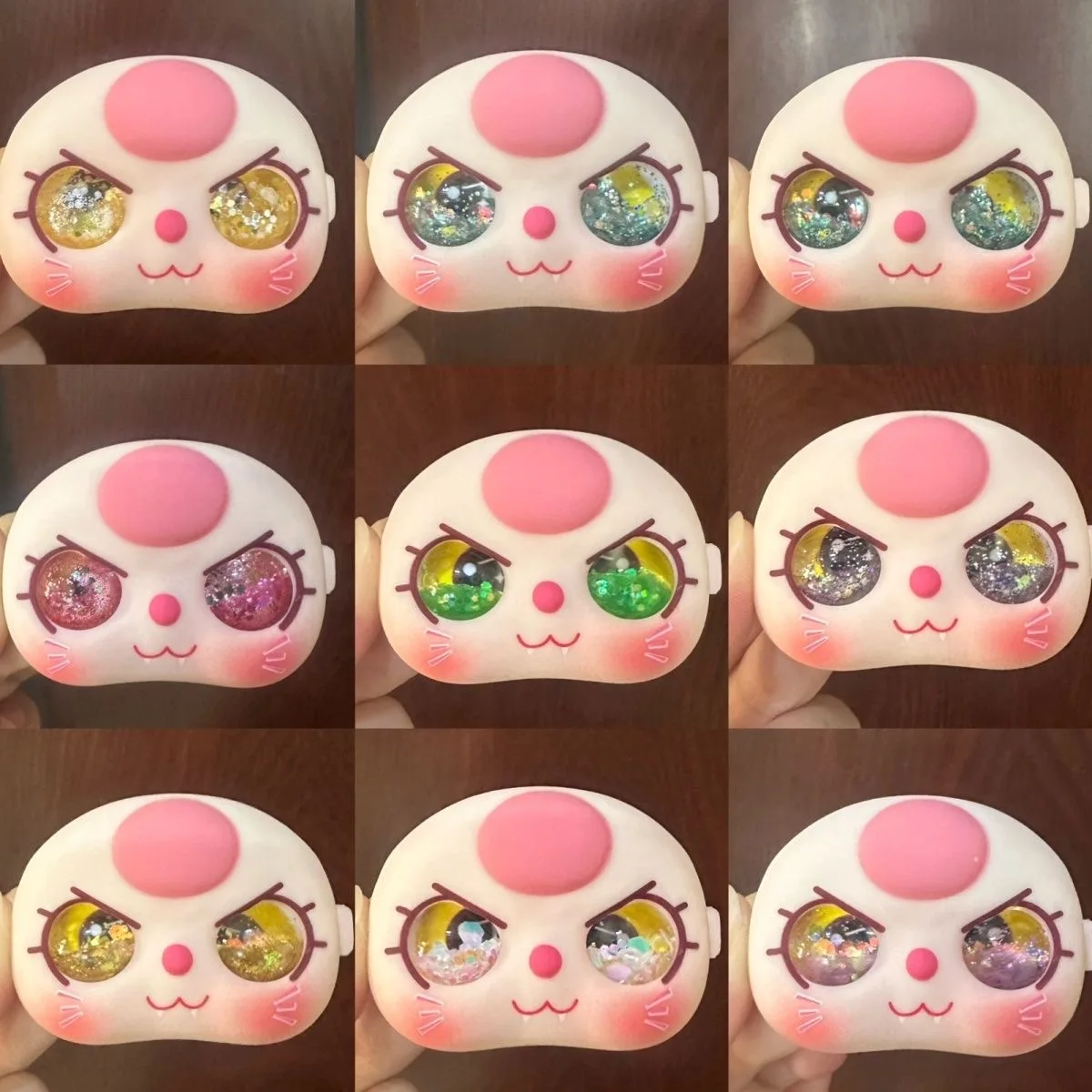 متوفر في المخزون مناسب لـ 80% طفل ثلاثة لطيف على شكل وجه قطة يدوية من الفينيل بديل لعبة إكسسوار عالي الجودة