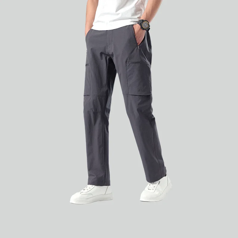 Mens Cargo Sweatpants Straight Fit Joggers for Sports Streetwear Loose Elastic Waist Circumference  Men Multi-pocket Long Pants