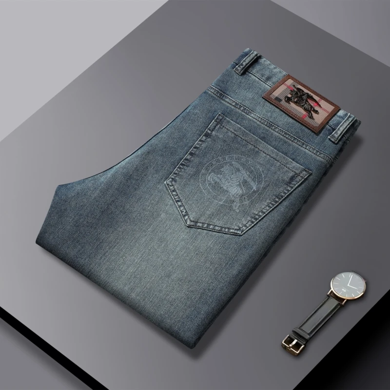 New Summer Jeans Men High-elasticity Form Fitting Breathable Straight Leg Jeans Male High Quality Fashion Cotton Casual Pants