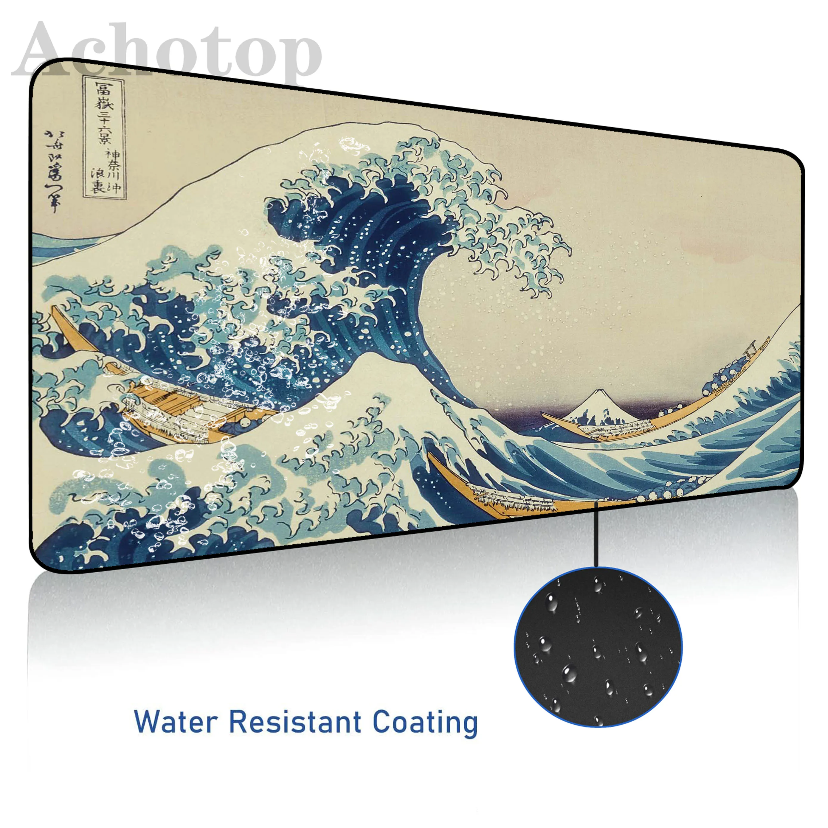 Japanese Sea Wave Waterproof Gaming Mousepad Gamer Speed Accessories Keyboard Pads Computer Mouse Pad Large Mouse Mat XXL