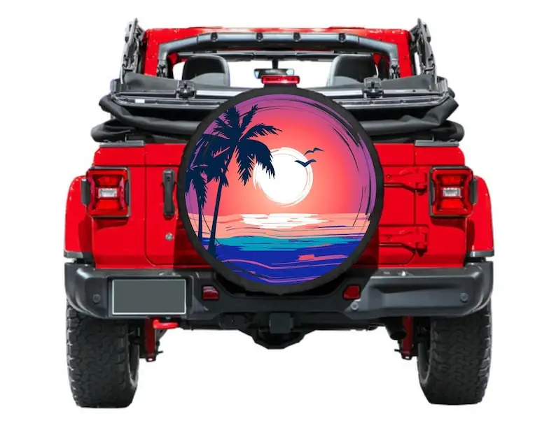 Spare Tire Cover, Summer Sunset, Tire Cover, Car accessories, girl, Accessories, Summer Vibe