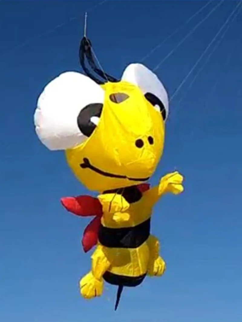 Cerf-volant gonflable en nylon, montre de cerf-volant en forme d'abeille, jouet d'extérieur, corde de cerf-volant, jouets gonflables, corde rotative amusante