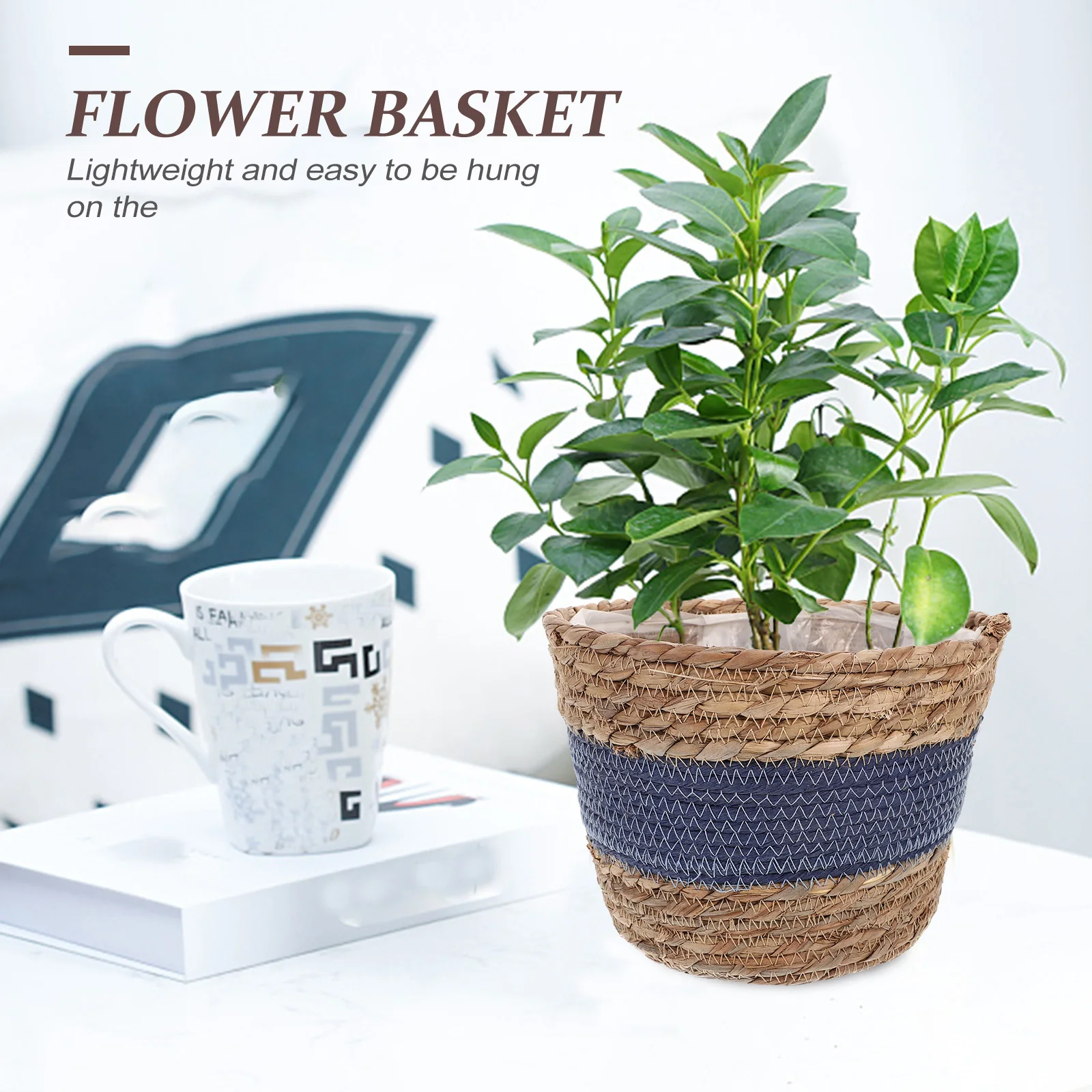 

Woven For Plants Indoor Rustic Flower Basket Storage Container Home Decor Planter Organizer Basket Sundries Holder Garden