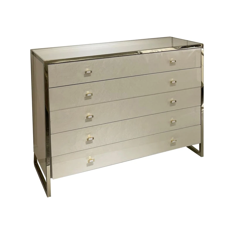

American light luxury chest of drawers Bedroom solid wood two-color locker Living room drawer Internet celebrity porch cabinet