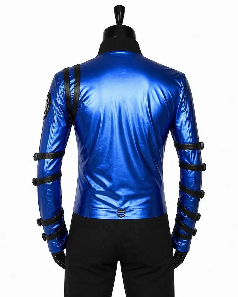 Famous Rock Star Cosplay Costume Red/Blue Jacket  Halloween Stage Singer Performance Coat - view 3