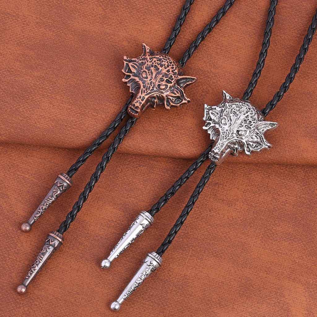 viking celtic three-dimensional wolf head bolo tie