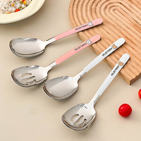 WORTHBUY 316 Stainless Steel Dinner Spoon Cute Long Handle Serving Spoons Colander Large Dinning Spoons Kitchen Tableware