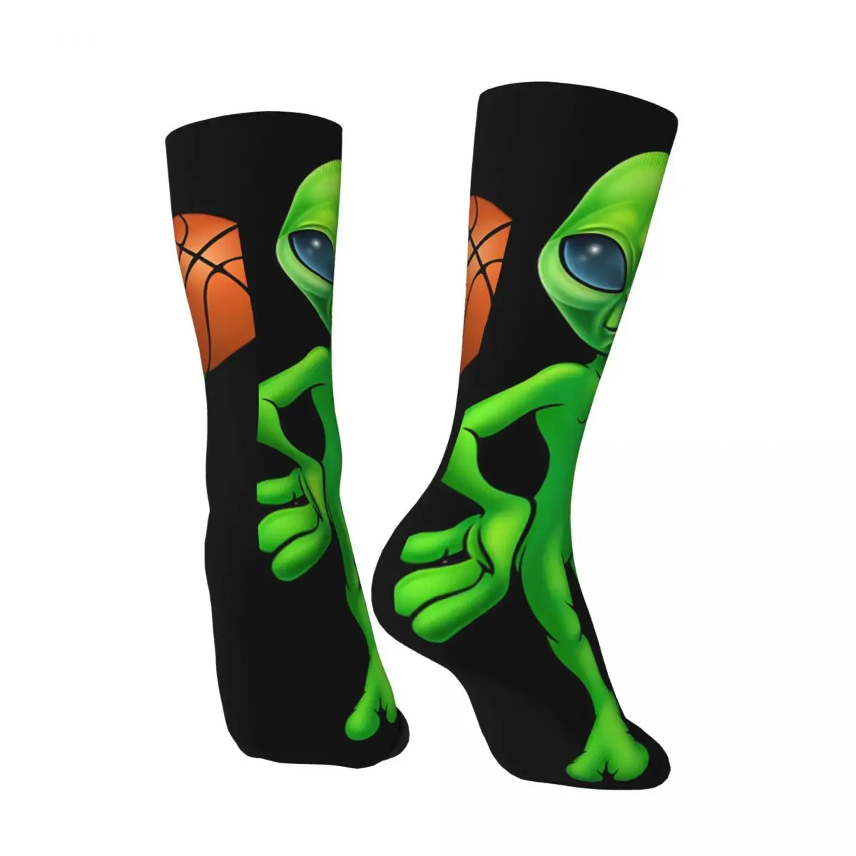 Basketball Fan Men's Socks Retro Harajuku A-Alien Basketball Street Style Novelty Pattern Crew Sock