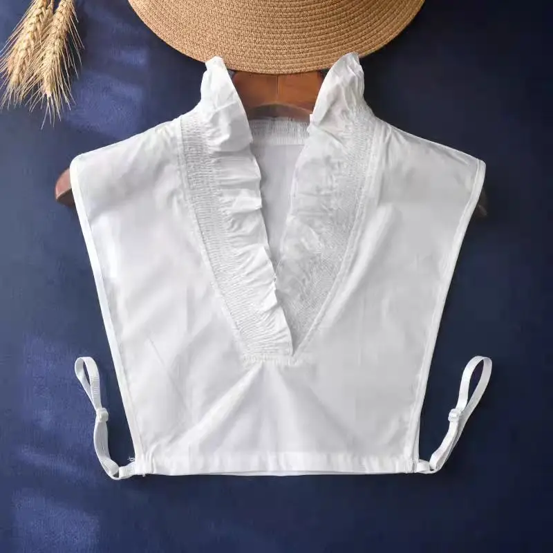 Fake Collar for Womens Cotton Deep V-neck Shirt Detachable Decor Collar Autumn and Winter Matching Sweater Cardigan False Collar