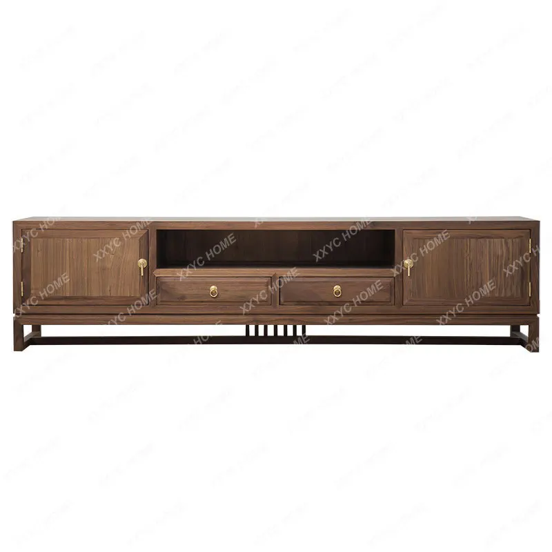 Black Walnut Elm Furniture TV Cabinet Modern Minimalist Coffee Table Cabinet Combination