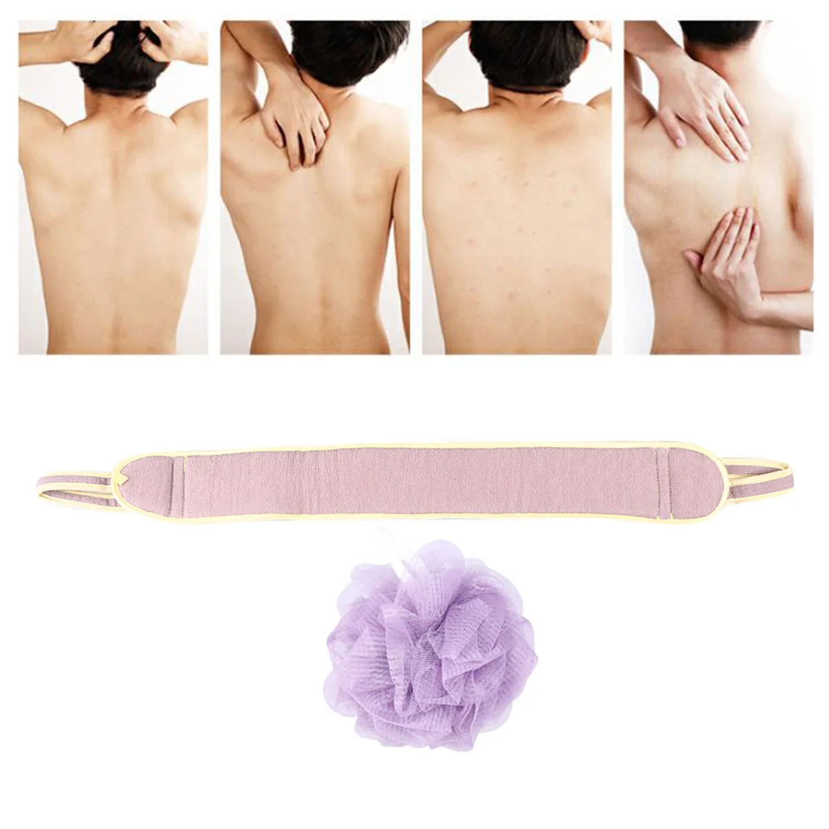

2pcs Long Rubbing Towel Towel Back Rubbing Shower Deep Cleaning Body Scrubber Easy Artifact Accessories