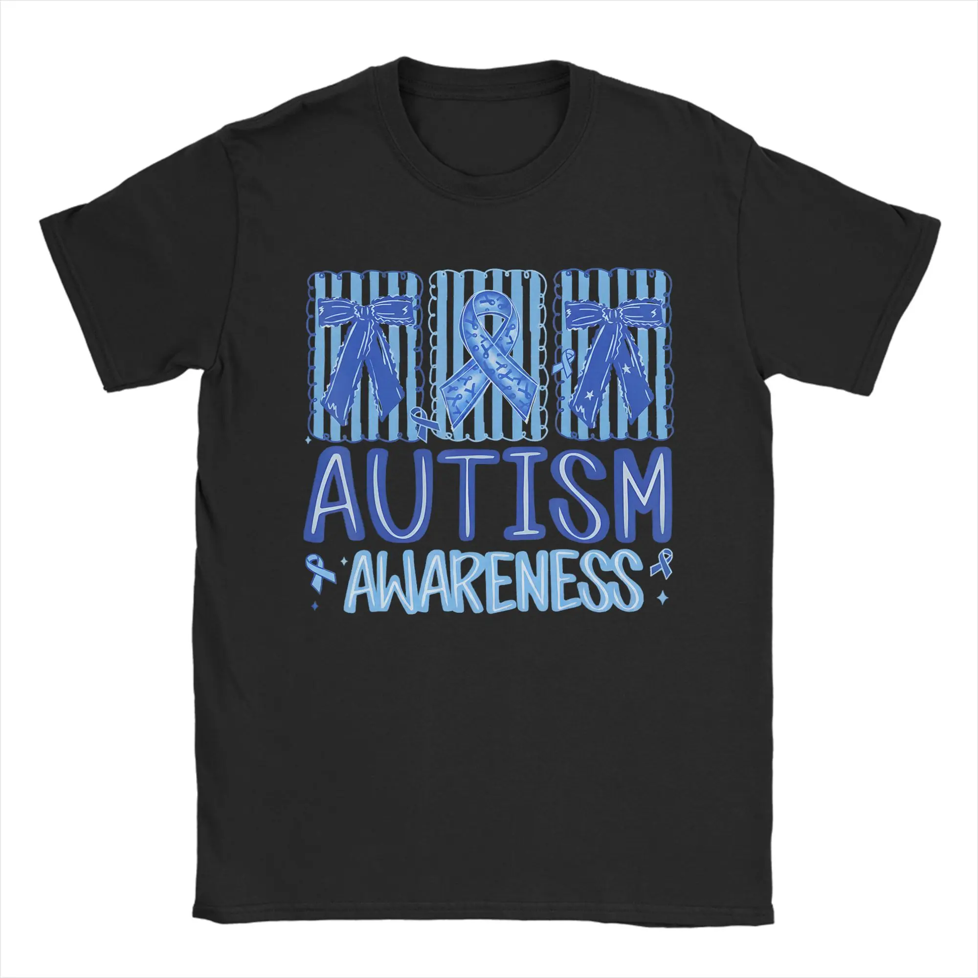 April We Wear Blue Autism Awareness T Shirts Men 100% Cotton Creative T-Shirts Crew Neck  Tees Short Sleeve Clothing 4XL 5XL
