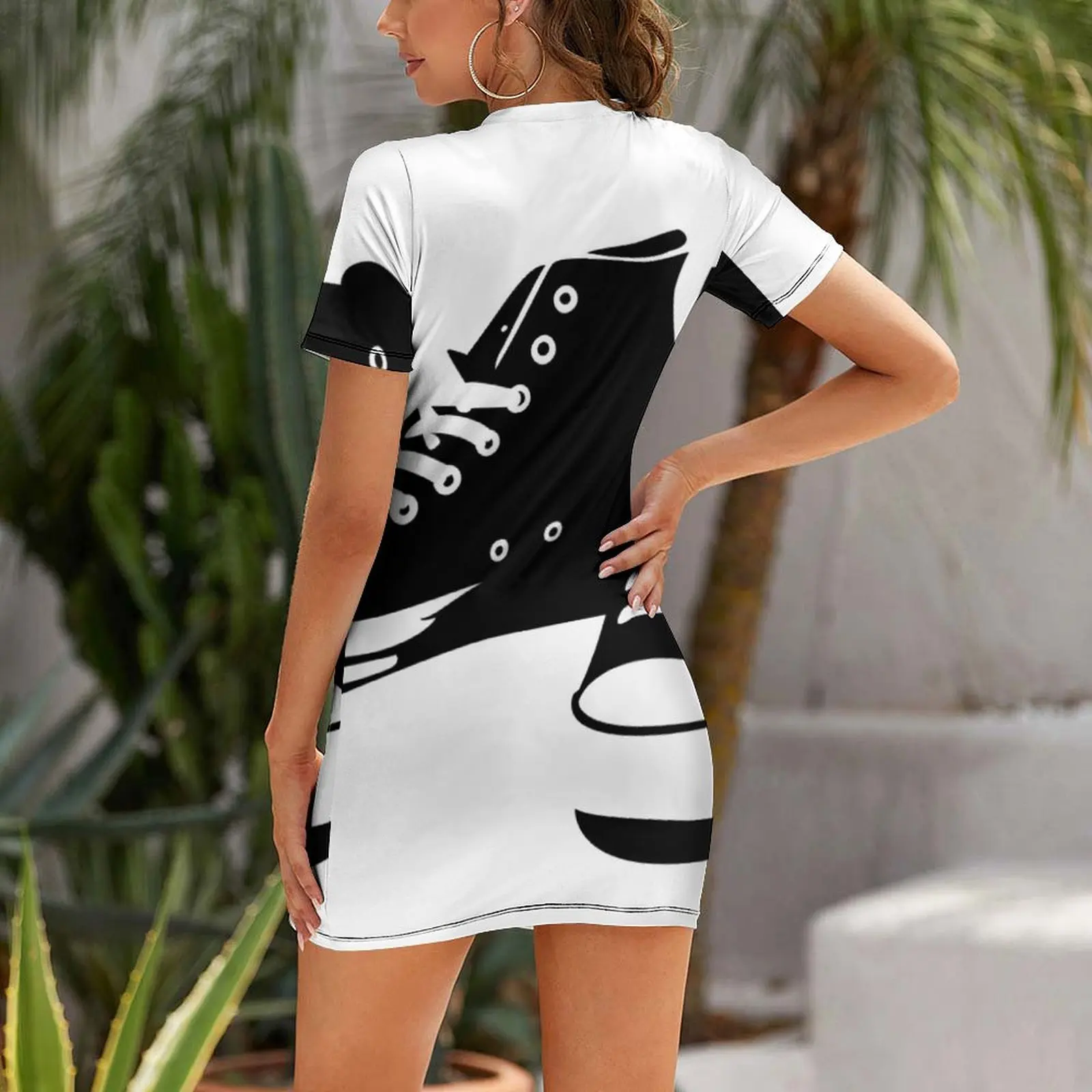 Black sneakers Short Sleeved Dress Clothing long dress women summer Casual dresses Dress