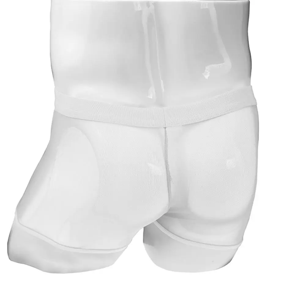 Mens Breathable Mesh Boxer Briefs Faux Leather Patchwork Mid Waist Zipper Underwear Soft Spandex Trunks For Daily Wear