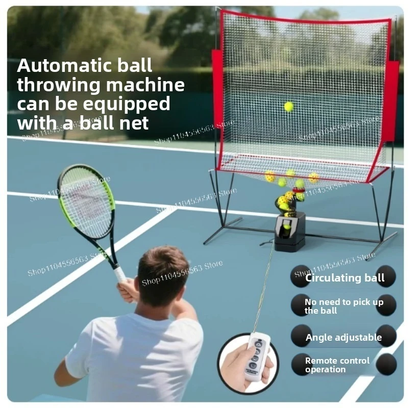 Tennis Pickleball Universal Ball Throwing Machine Remote Control Serve Machine Trainer Coach Ball Machine Single Belt Catch Net